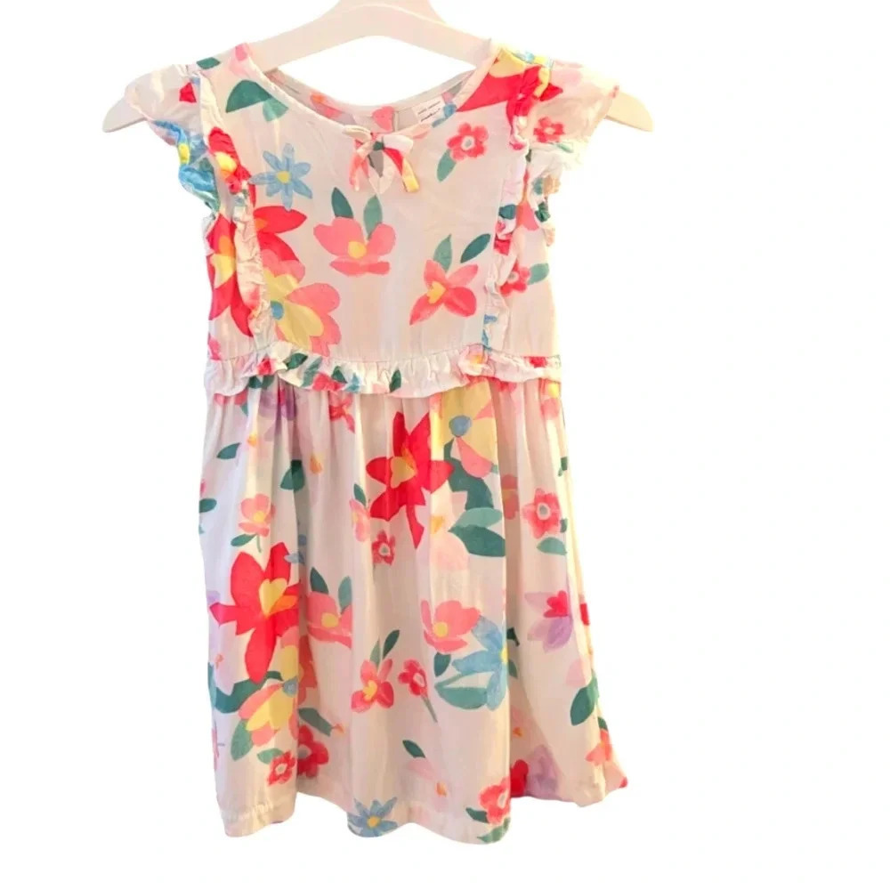 Carter's Baby Girl Cotton White Floral Flutter Dress Size 3T Spring